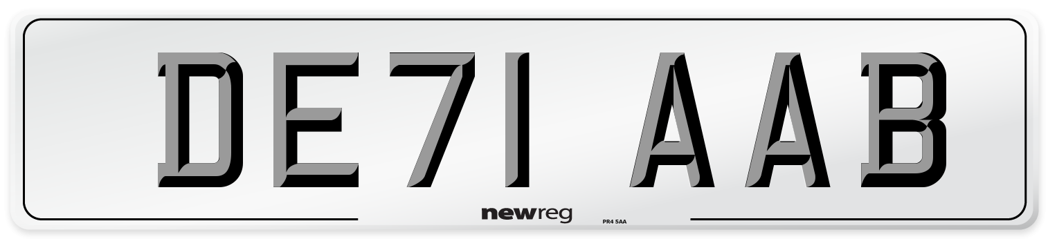 DE71 AAB Number Plate from New Reg